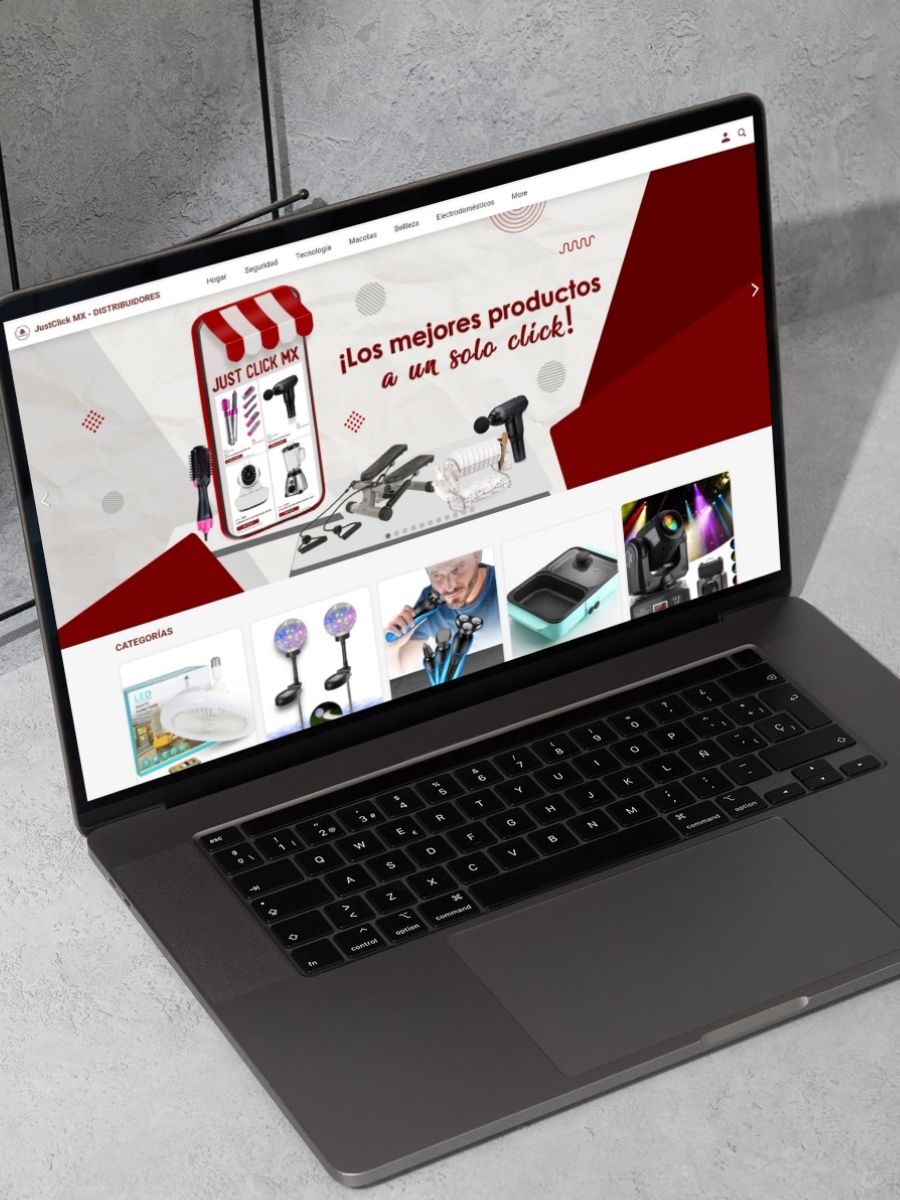 JustClick MX, sitio web en laptop